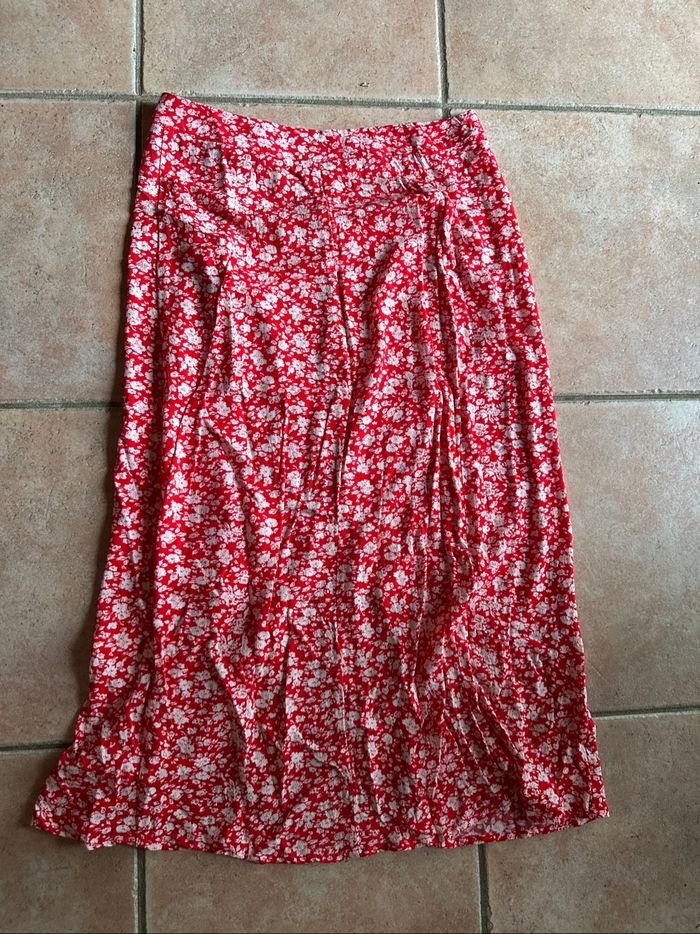 Jupe longue fleur rouge blanc Asimu Taille 38 - photo numéro 2