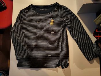 Haut marine longue manche a rayures et ananas