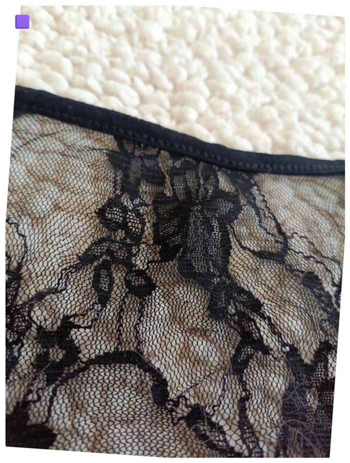 Top rose fluo et noir avec nœud en tulle vintage sexy - photo numéro 4