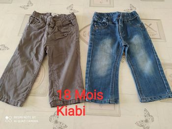 Lot de 2 pantalons 18 mois Kiabi