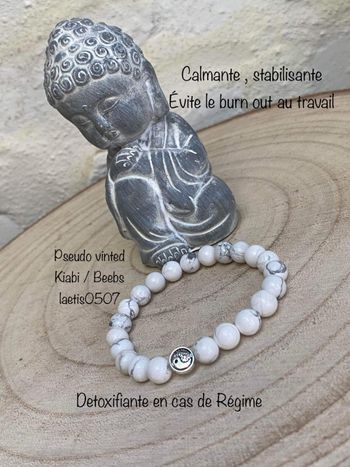 Bracelet de howlite blanche et ying yang , lithothérapie