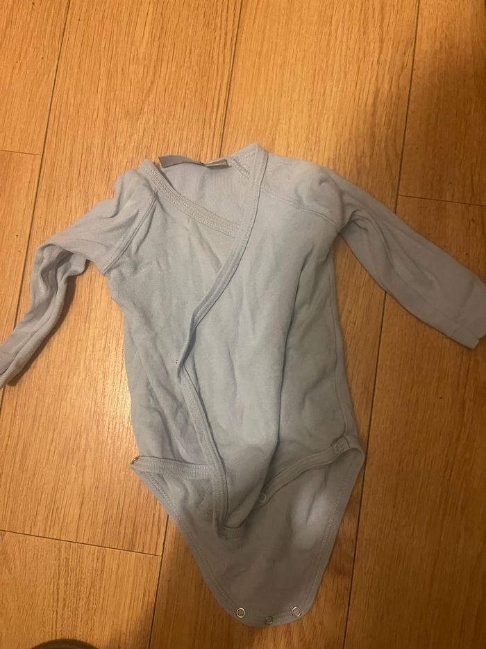 body croisé bébé garçon bleu kiabi 3 mois manches longues - photo numéro 1