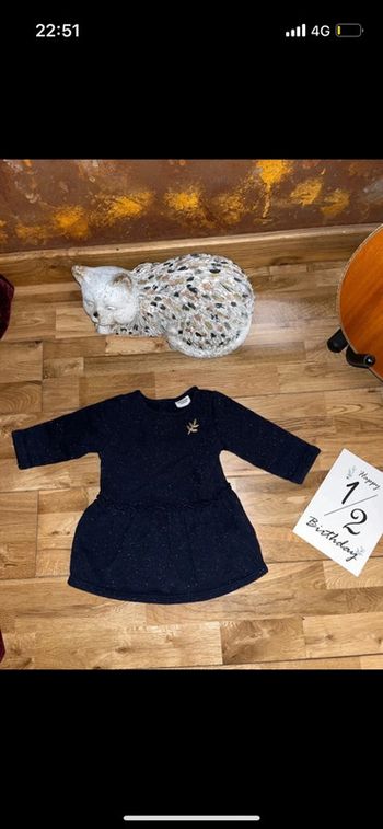 Robe marine pailletée molletonnée idéale pour les fêtes TAO 6mois/68cm