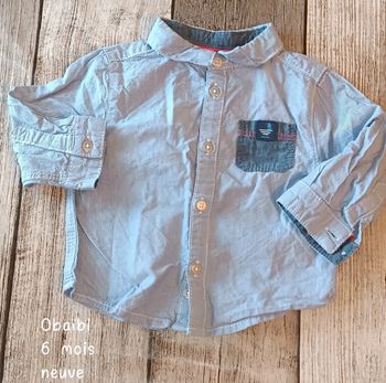 Jolie Chemise  rayée bleue Obaïbi neuve 6 mois
