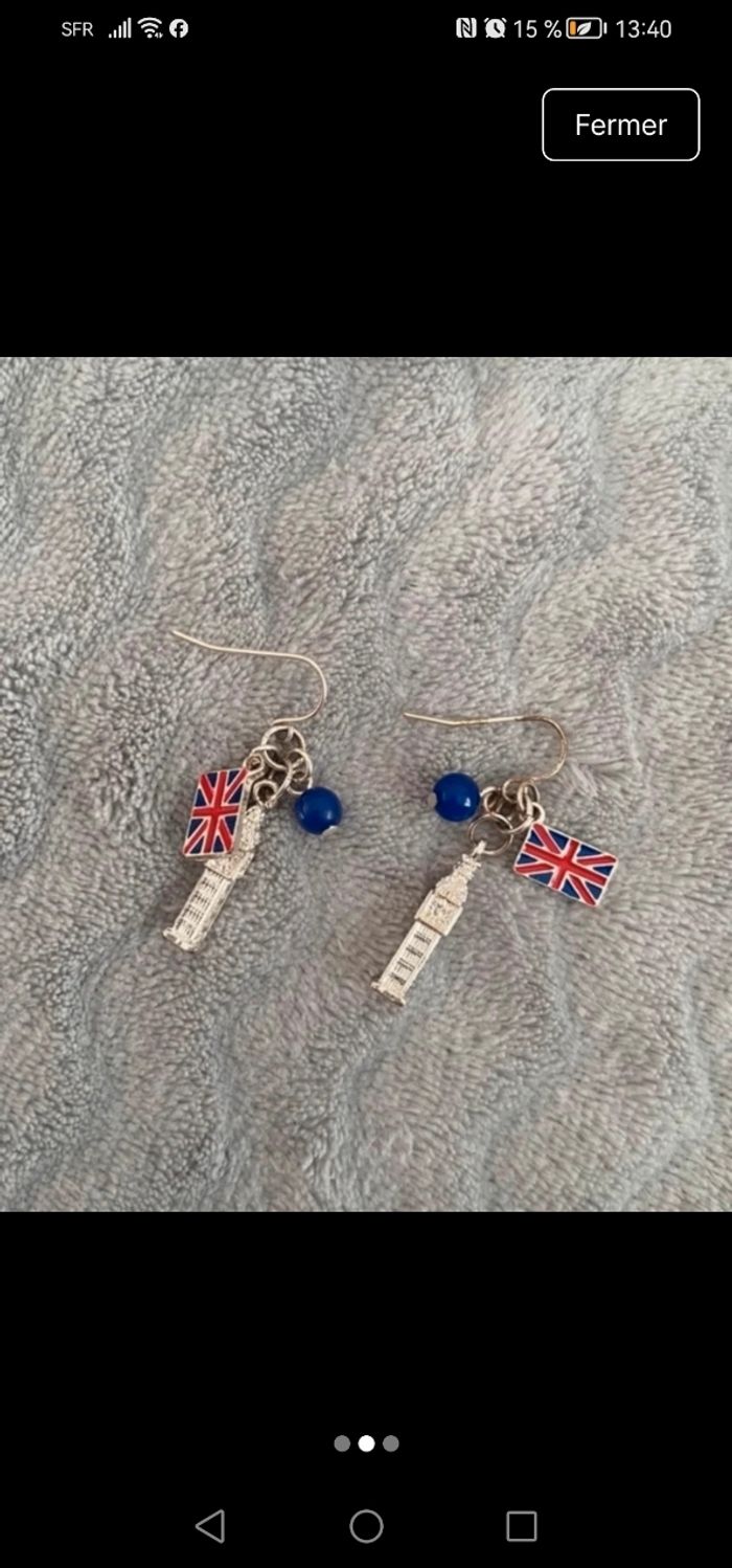 Paire de boucles d’oreilles pendantes Londres - photo numéro 2