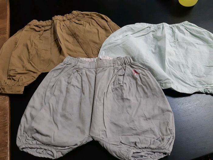 Lot 3 sarouel bébé fille 9 mois kaki vert gris neuf - photo numéro 2