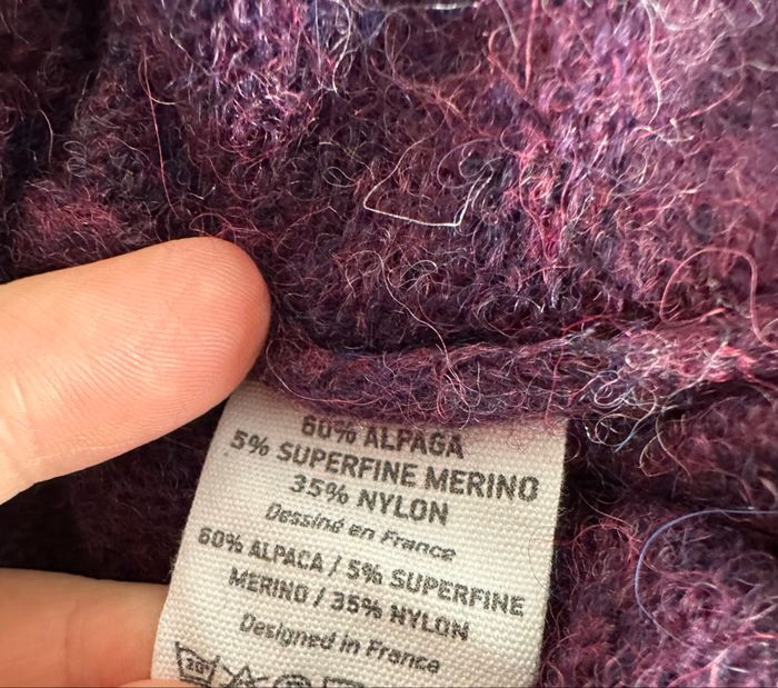 Cardigan oversize violet rose alpaga et laine mérinos Anonym TU - photo numéro 4