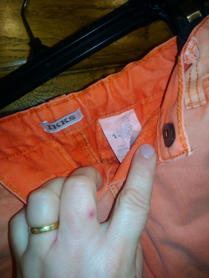 Joli jean IKKS orange et corail taille 12 mois en excellent état - photo numéro 5