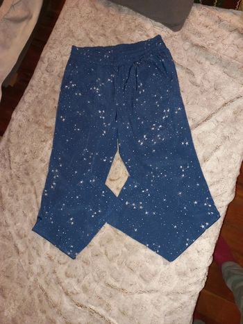 Beau pantalon fleuri marine été léger S