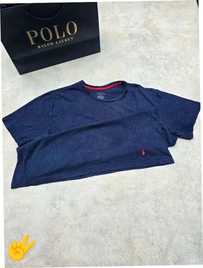 T-shirt Ralph Lauren L coupe col rond bleu Homme Men tee16b