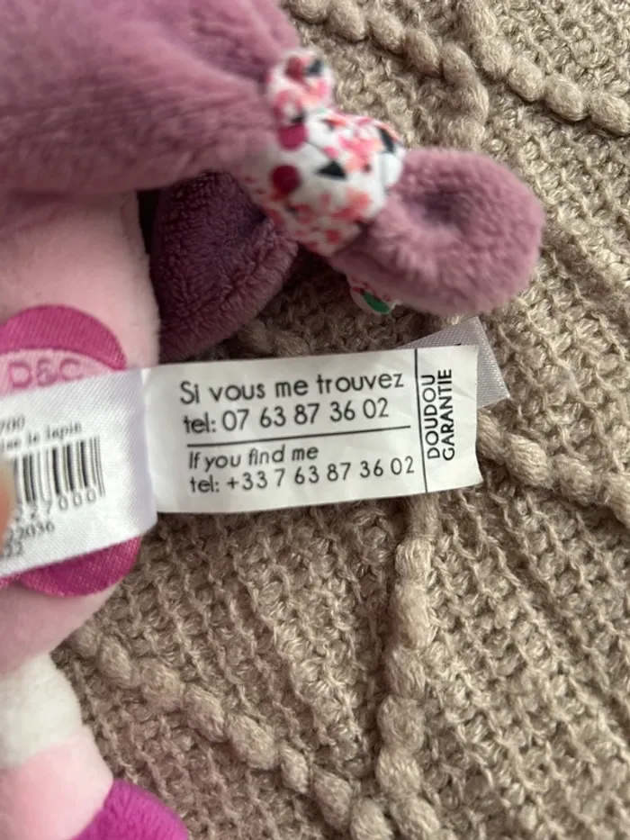 Doudou lapin cerise hochet - photo numéro 9