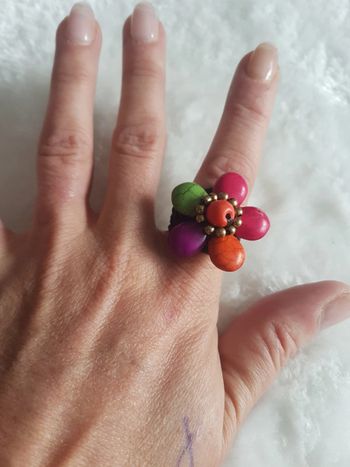 Bague tissu multicolore