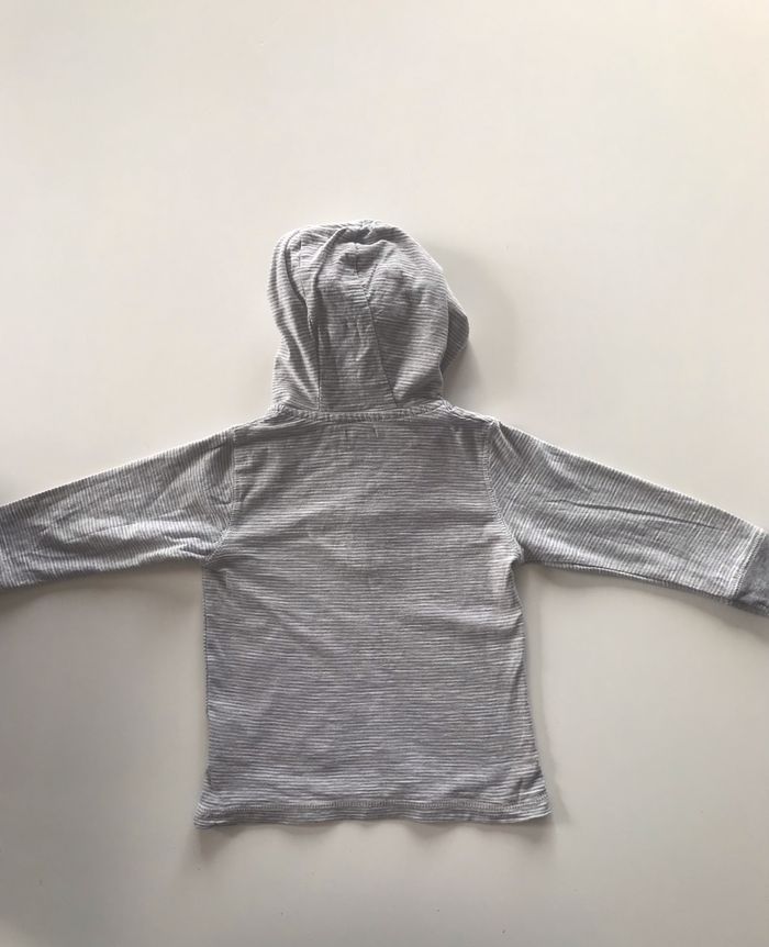 T-shirt tunisien rayé gris à capuche 24 mois - photo numéro 3