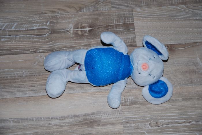 Doudou Peluche Souris Gris & Bleu Luc Et Léa pois