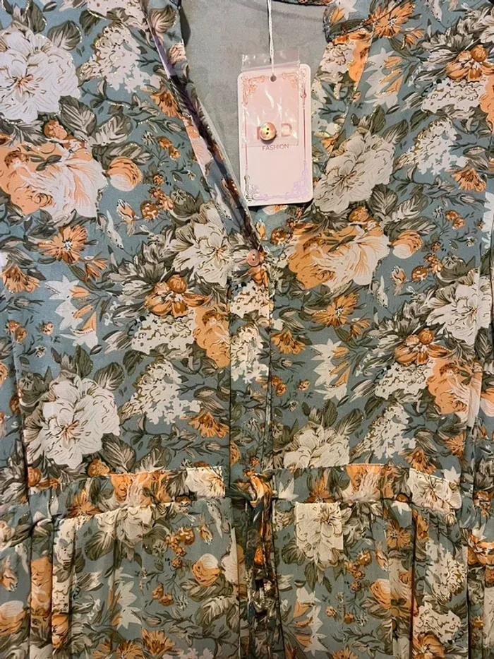 Robe imprimée bleue et orange neuve L/XL - photo numéro 7