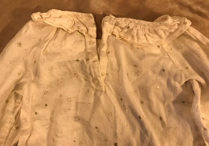 Blouse fille beige à motifs doré TAO taille 23 mois - photo numéro 7