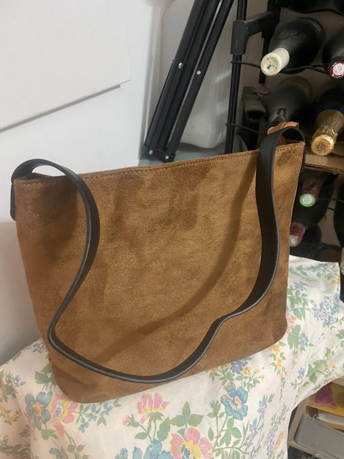 Sac Seau Élégant en Suède kaki pour Femme  Sac à Grande Ca - photo numéro 2
