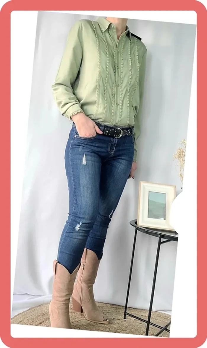Chemise en tencel et dentelle, Taille M, NEUVE avec étiquette - photo numéro 2