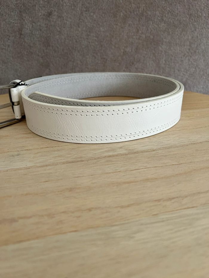 Ceinture en cuir blanc taille 105 cm - photo numéro 2