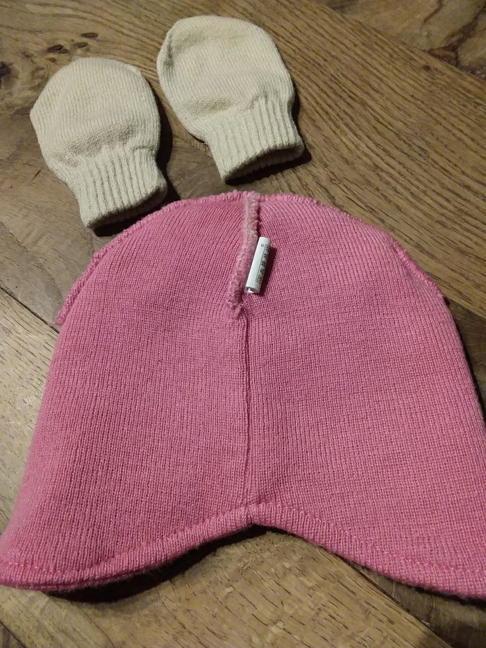 Bonnet fille 18 -24 mois  et ses moufles assorties - photo numéro 6