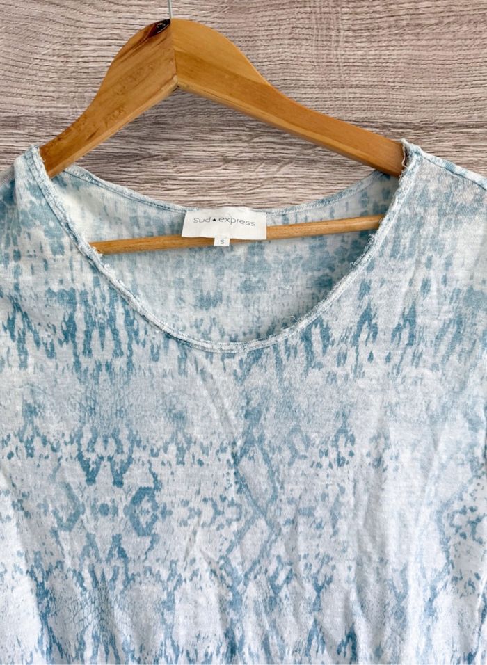 T-shirt manches courtes bleu clair léger sud express taille 36 S - photo numéro 2