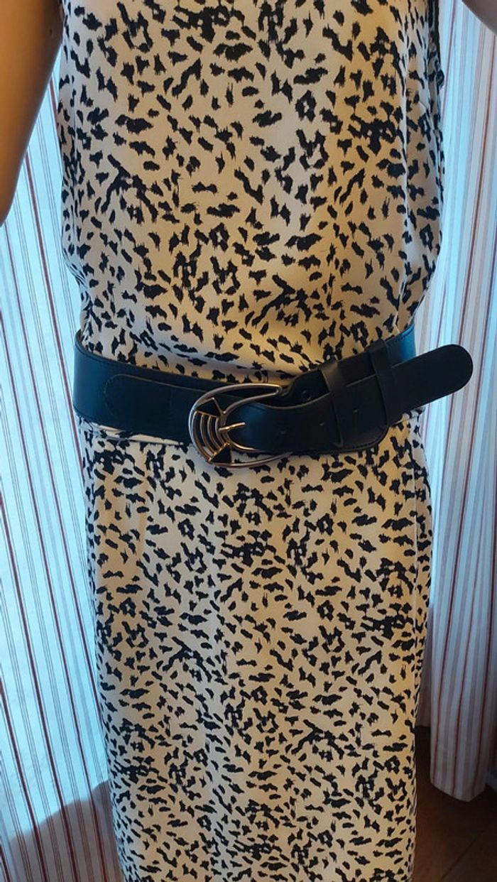 Ceinture en cuir noir réglable de 80cm à 95cm - photo numéro 2