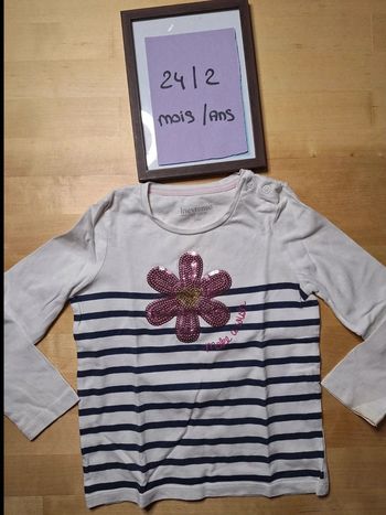 T-shirt manches longues pour fille taille 24 mois Marque in extenso bon état