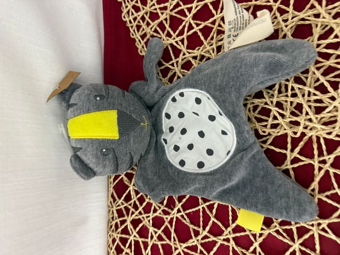 Doudou Plat/Mouchoir Tigre/Chat Gris Jaune Blanc Pois Noirs - Prémaman Orchestra