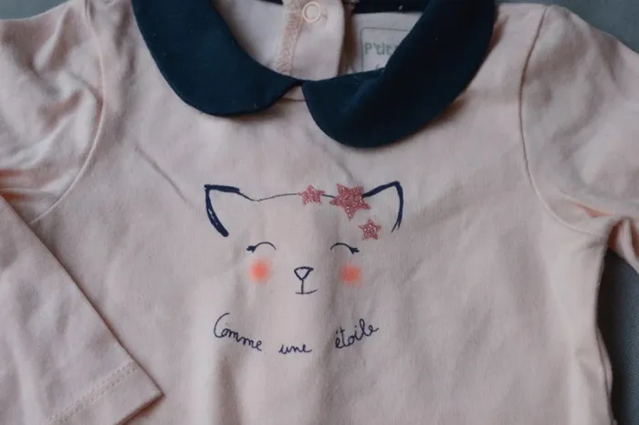 Ensemble Bébé Fille P'tit Bisou 6-9M Chat & Animaux Adorable - photo numéro 2