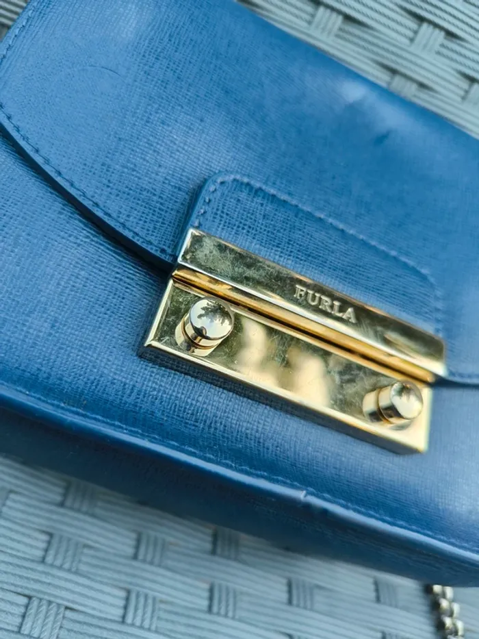Petit sac bandoulière chaîne Furla Metropolis Bleu - photo numéro 2