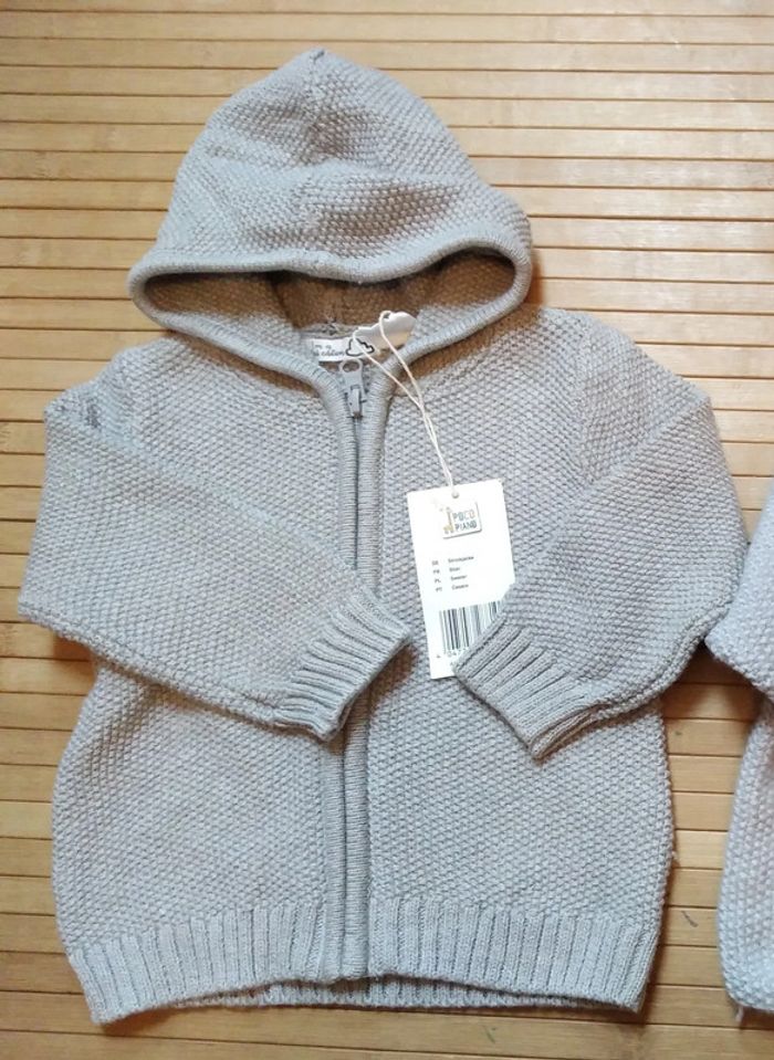 Lot 2 veste gilet laine coton bio 12 mois - photo numéro 2