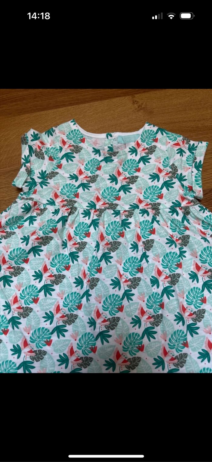 Ensemble robe et bloomer été bébé fille obaibi 12 mois neuf - photo numéro 2