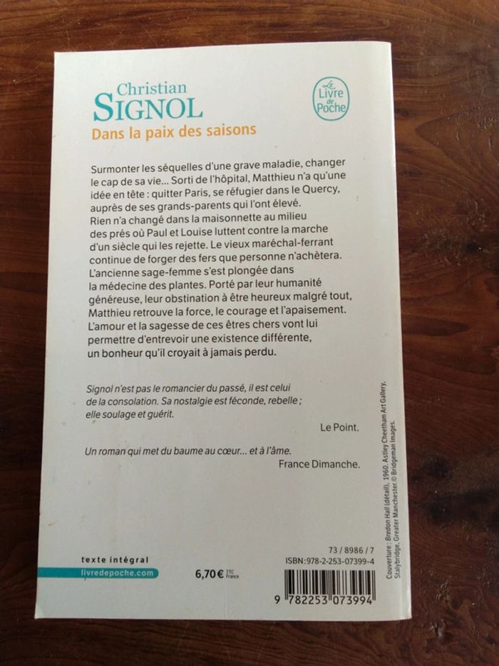 Livre Christian Signol - Dans la paix des saisons - photo numéro 2