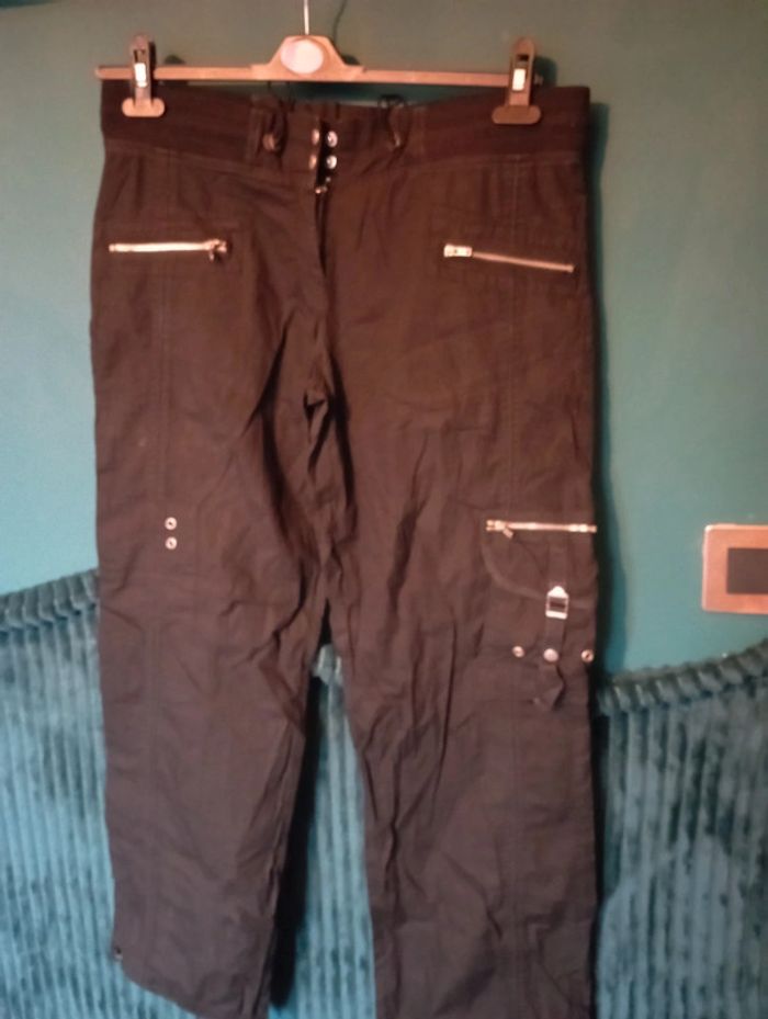 Pantalon toile fine taille élastique et laçage dos - photo numéro 2