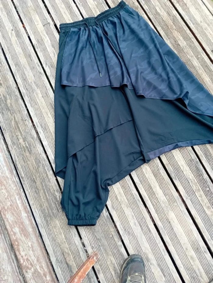 Pantalon large jupe hakama noir et gris M - photo numéro 5
