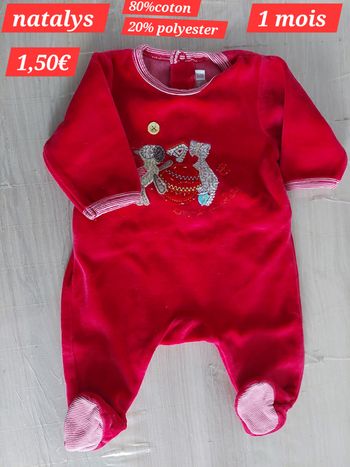 Grenouillère rouge fille 1 mois 