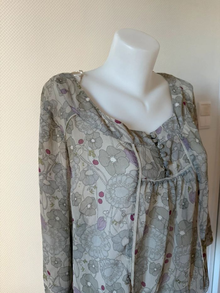 Blouse grande taille à fleur en très bon état taille 54 fashion + - photo numéro 2