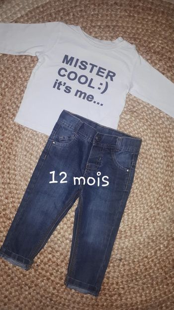 Ensemble garçon jean et tee shirt manches longues - 12 mois