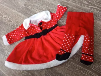 Robe noël avec les collants rouge 1 mois