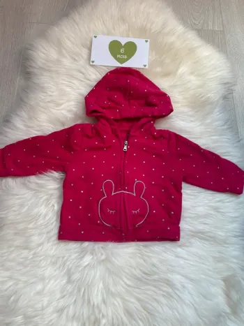 6 mois - Gilet zippé capuche fushia