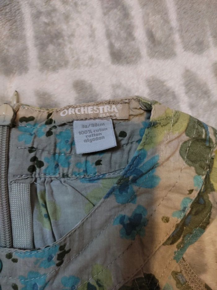 Blouse je me sens manche beige à fleurs bleu Orchestra 3 ans - photo numéro 3