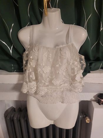 Top court blanc crème TU femme