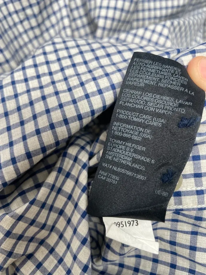 Tommy Hilfiger checkered shirt blue white Mens XL - photo numéro 7