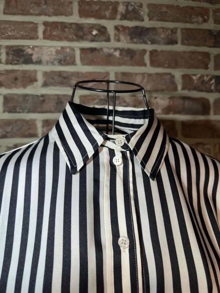 Chemise lignée noire et blanche H&M Taille XS / 34 - photo numéro 4