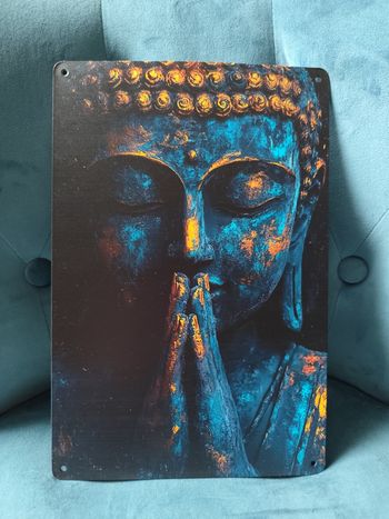 Plaque métal bouddha neuve 20x30cm