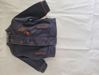 Manteau zippé 18 mois Obaïbi Bleu marine orange Inscription My Funny Factory avec petit robot