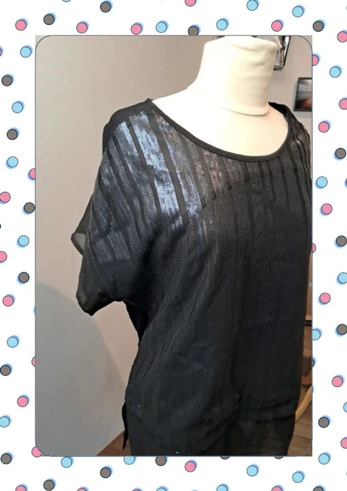 Haut femme XL – Jamais porté – Sequins & voile transparent - photo numéro 4