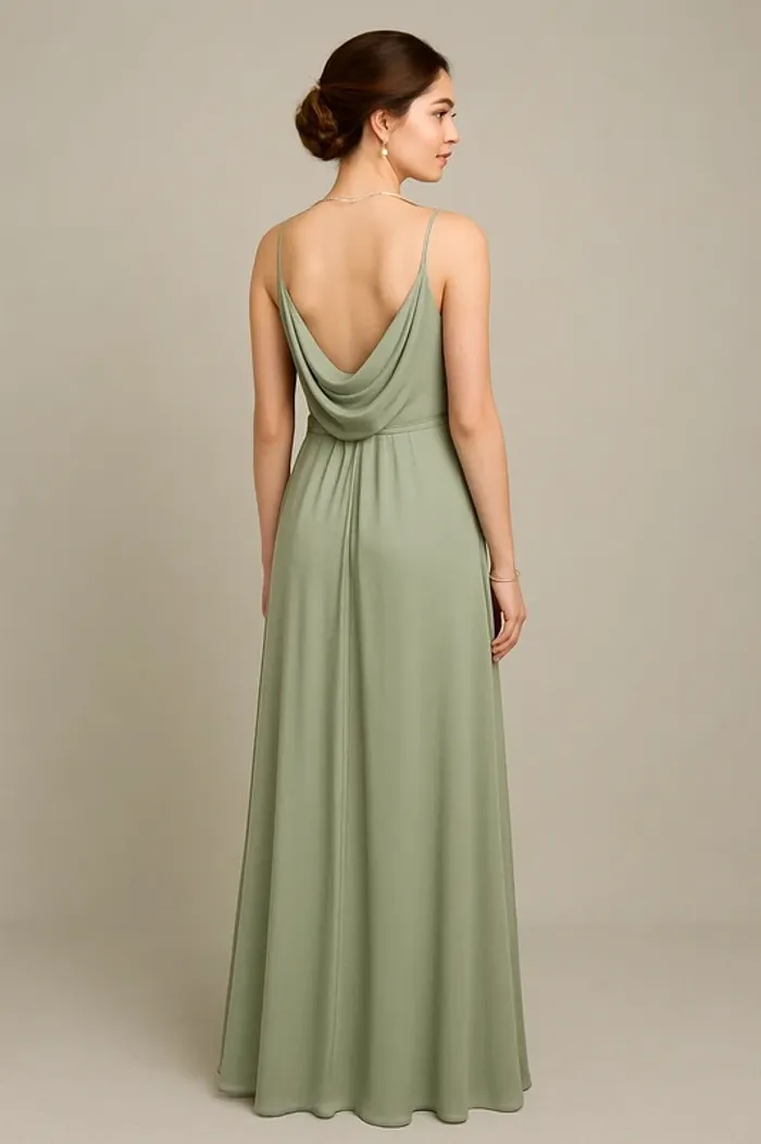 Robe de demoiselle d’honneur vert sauge – Taille L (40) neuve bohème, champêtre, chic - photo numéro 4