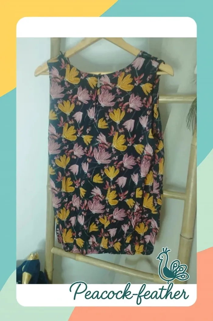 Haut débardeur fleuri noir 46 - photo numéro 3