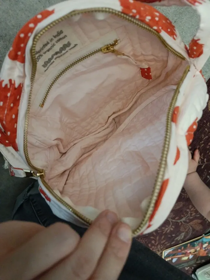 Sac à main rond en bandoulière holi&love motif fraises pink strawberry - photo numéro 4